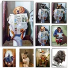 Абстрактная Скандинавская креативная животная Картина на холсте смешная собака слон лягушка туалет плакаты и печать Настенная картина для домашнего декора