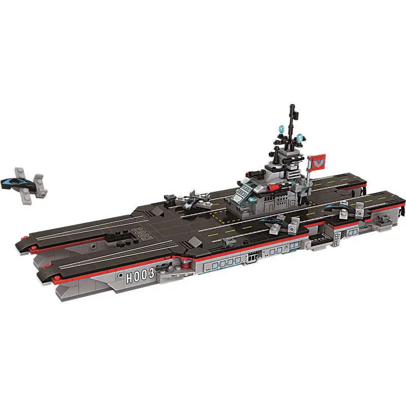 

8 In 1 Aircraft Carrier Building Blocks Military Navy Warship Destroyer Bricks Ship 3D Model DIT Deformation Toys For Kid Gifts