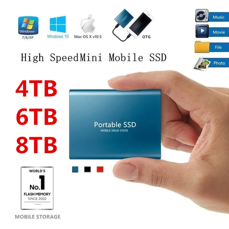 

Портативный ударопрочный твердотельный накопитель, 4 ТБ, 8 ТБ, USB