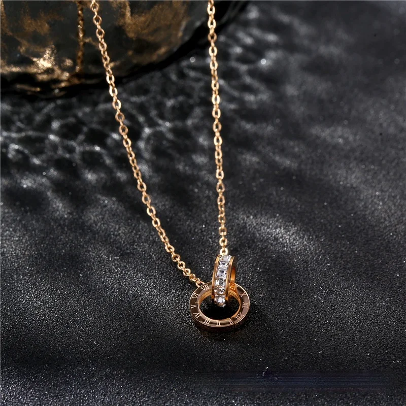 Ожерелье женское из титановой стали с подвеской римскими цифрами | Украшения и