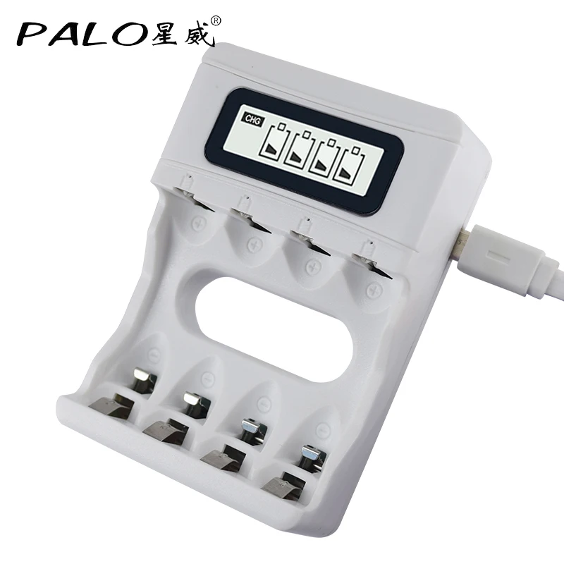 

PALO Smart Intelligent AA AAA Battery Charger Smart USB Charger For AA AAA NI-MH NI-CD Rechargeable Battery With LCD Screen