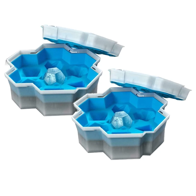 

2 Pack Silicone Dice Ice Mold for Whiskey, Freeze Ice Cub Mold Ice Bucket Game Tray with Lid, Making Ice Drink Tools