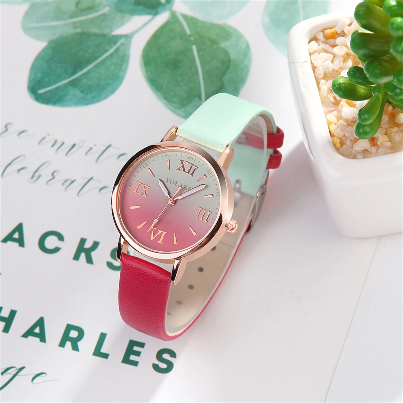 

Women fashion watches 2020 YOLAKO Ladies Simplicity Casual Fashion Quartz Watch Leather Strap Watch Analog Watch gift for women