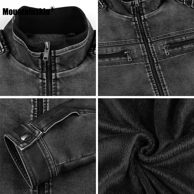 Куртка Mountainskin мужская кожаная мотоциклетная куртка из искусственной кожи модное