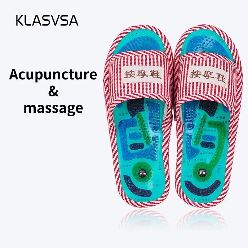 : KLASVSA Рефлексология ног акупунктурные тапочки массажные повышает циркуляцию