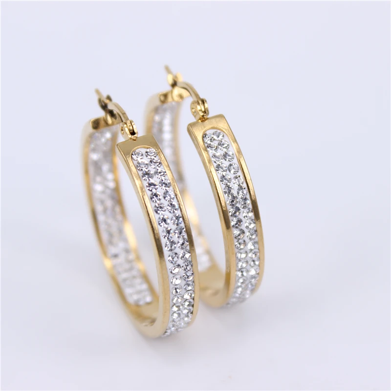 Классические модные серьги с белым хрусталем двойным кристаллом внутри и