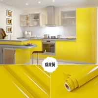 shiny yellow decorative film pvc self adhesive wallpaper waterproof contact paper wall stikers for kitchen cabinets home decals