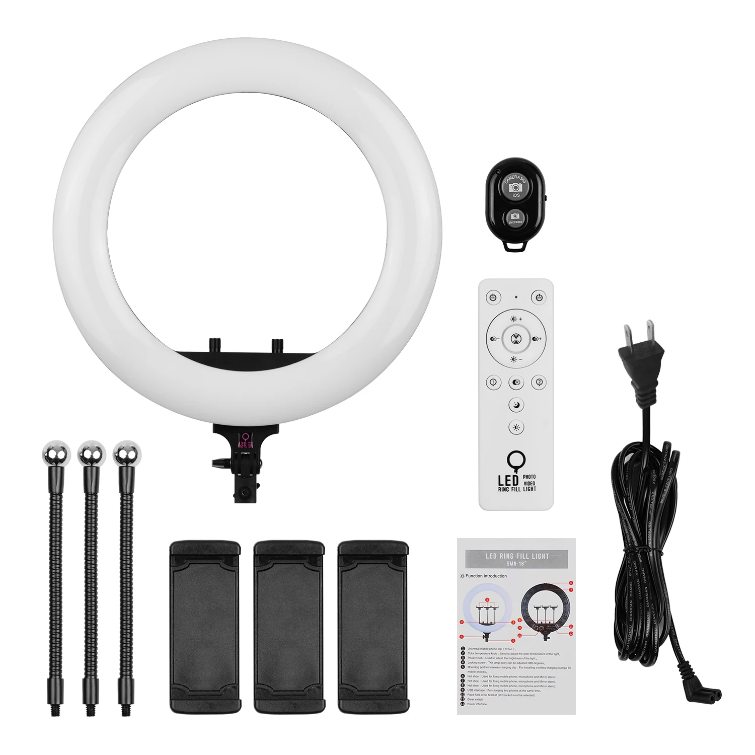 

Светодиодное кольцо для селфи, 18 дюймов, 3000-7000K