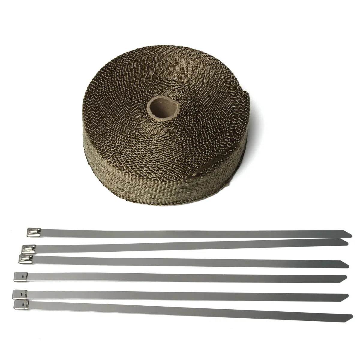 

New 15M*50MM Thermal Exhaust Header Pipe Tape Heat Insulating Wrap Tape Fireproof Cloth Roll With 6 Durable Steel Ties Kit