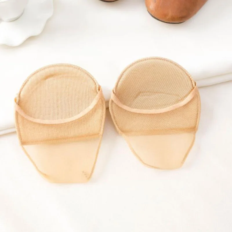 Women Yogis Socks Sponge Silicone Anti-slip Lining Open Toe Heelless Liner Sock Invisible Forefoot Cushion Foot Pad Cotton Socks