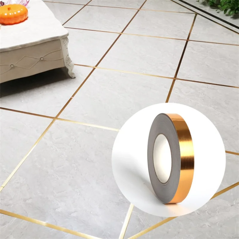 

50m 1roll Ceramic Tile Mildewproof Gap Tape Decor Gold Silver Black Self Adhesive Wall Tile Floor Tape Sticker Home Decorations