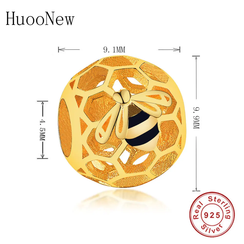 Fit Original Pandora Charm Bracelet 925 Sterling Silver Ball Gold Color Openwork Honey Bee Black Reflexion Beads Making Berloque | Украшения