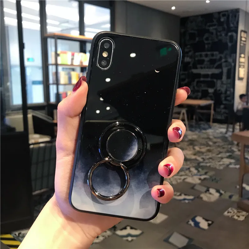 Роскошный красивый чехол для Iphone 11 Pro XS MAX XR X 6 7 8Plus с кольцом из закаленного