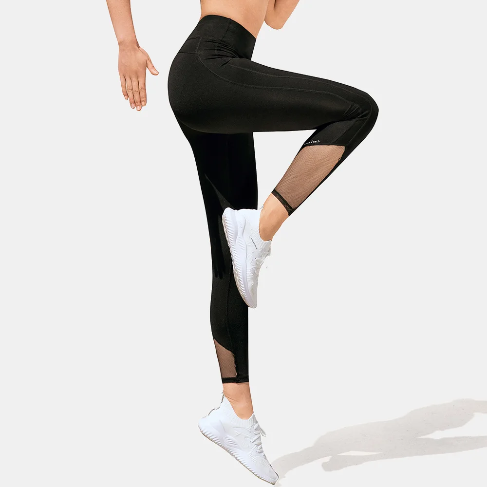 

Autumn mesh stitching high waist hip lifting women's fast drying Fitness Yoga suit sports tights Butt Booty Legging Sports V067