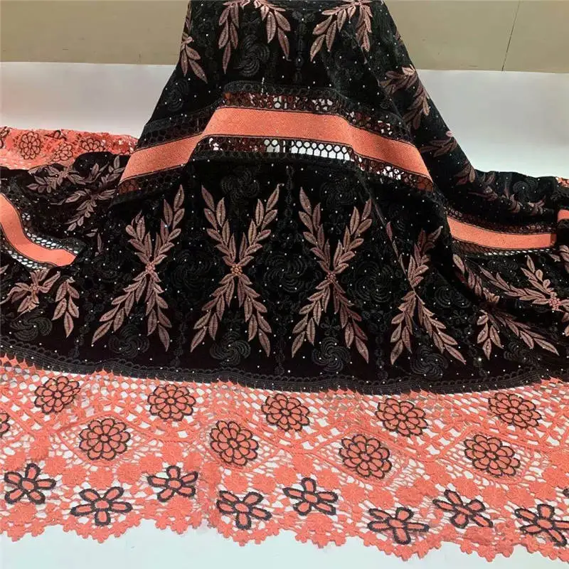 

Новая модная африканская Кружевная Ткань 5 ярдов, Высококачественная кружевная гипюровая кружевная ткань с вышивкой для женской одежды! ...