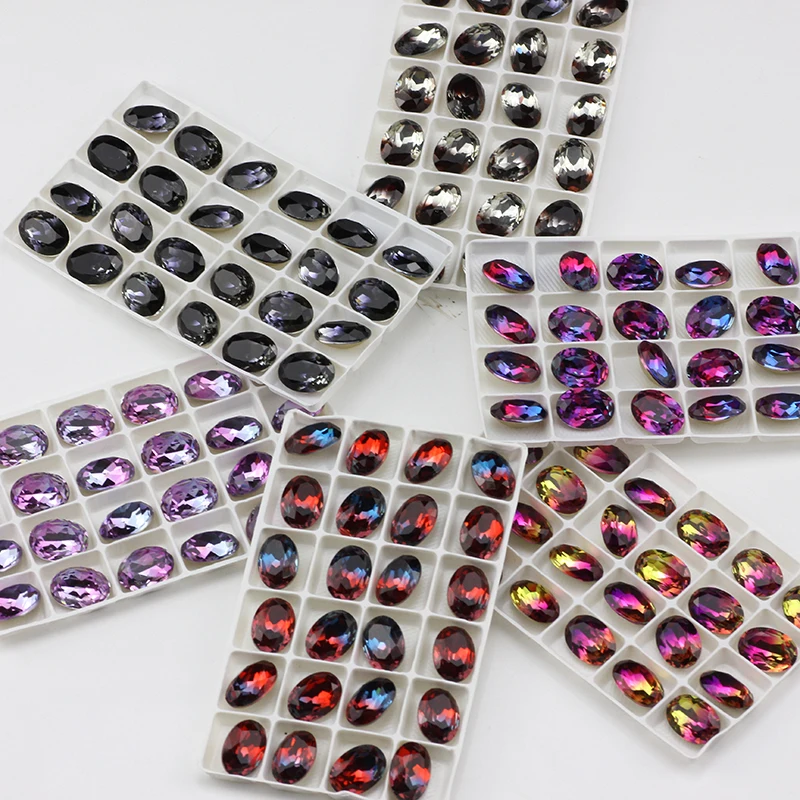 Овальные турмалиновые хрустальные бусины с заостренным камнем Стразы для шитья