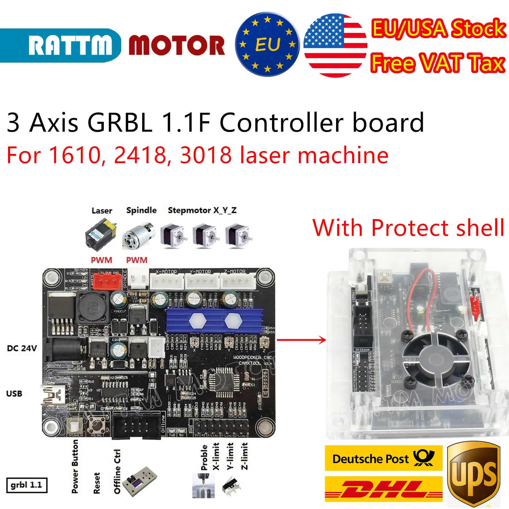 〖EU/США Free〗 3 оси USB GRBL 1.1f плата контроллера ЧПУ для 3018 2418 1610 лазерная машина