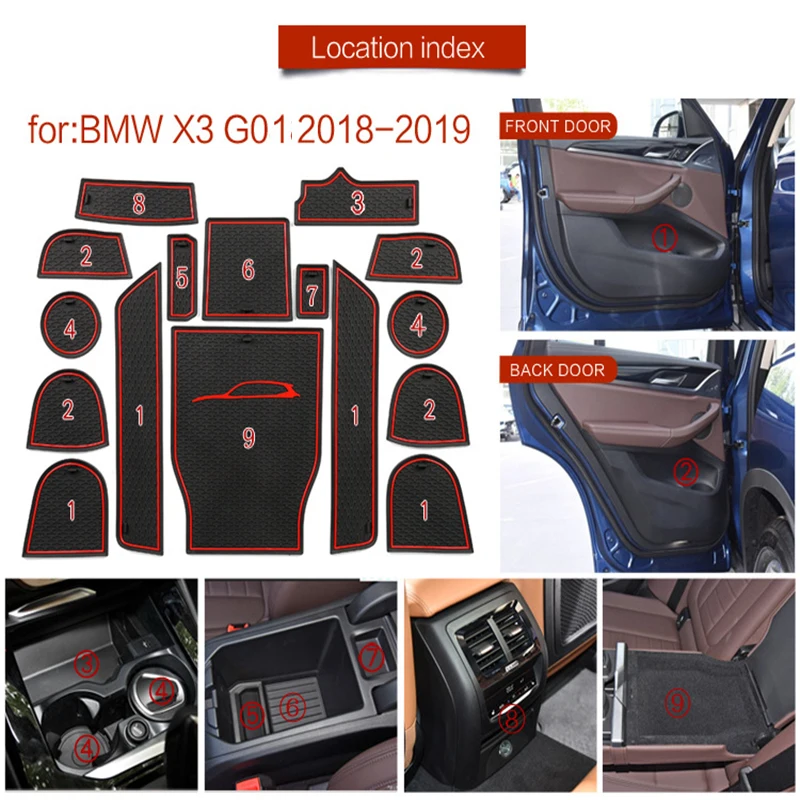 

For BMW G01 Door Groove Mat X3 2018-2021 2022 Car Mats Rubber Mat Interior Accessories Automobiles Parts t mall decor solaris
