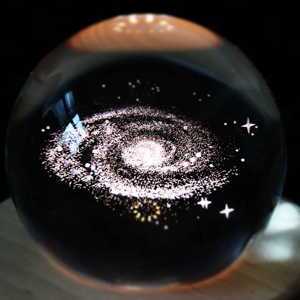 Galaxy 3D Хрустальный шар деревянная музыкальная шкатулка светящийся вращающийся Bluetooth динамик с проекцией светодиодный светильник для девочек детский подарок на день рождения и Рождество - Цвет: Galaxy