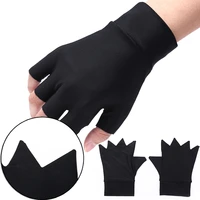 1 pair black magnetic therapy fingerless gloves arthritis pain relief heal joints braces supports health care tool compression