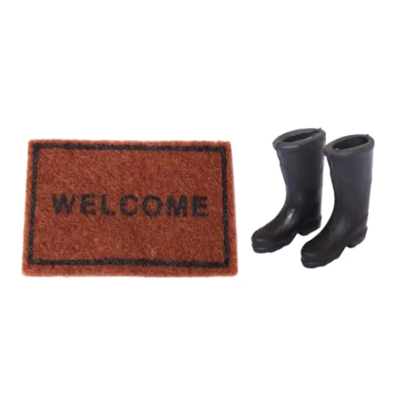 

1/12 Mini Floor Mat Rug Rain Boots Model Dollhouse Miniature Accessories Decor