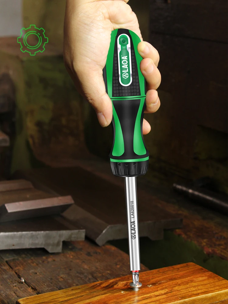 

LAOA Multifunctional Phillips/Slotted Quick Ratchet Screwdriver Torx Screwdriver Hexagon Set 10 Types Of Bit Made In Taiwan