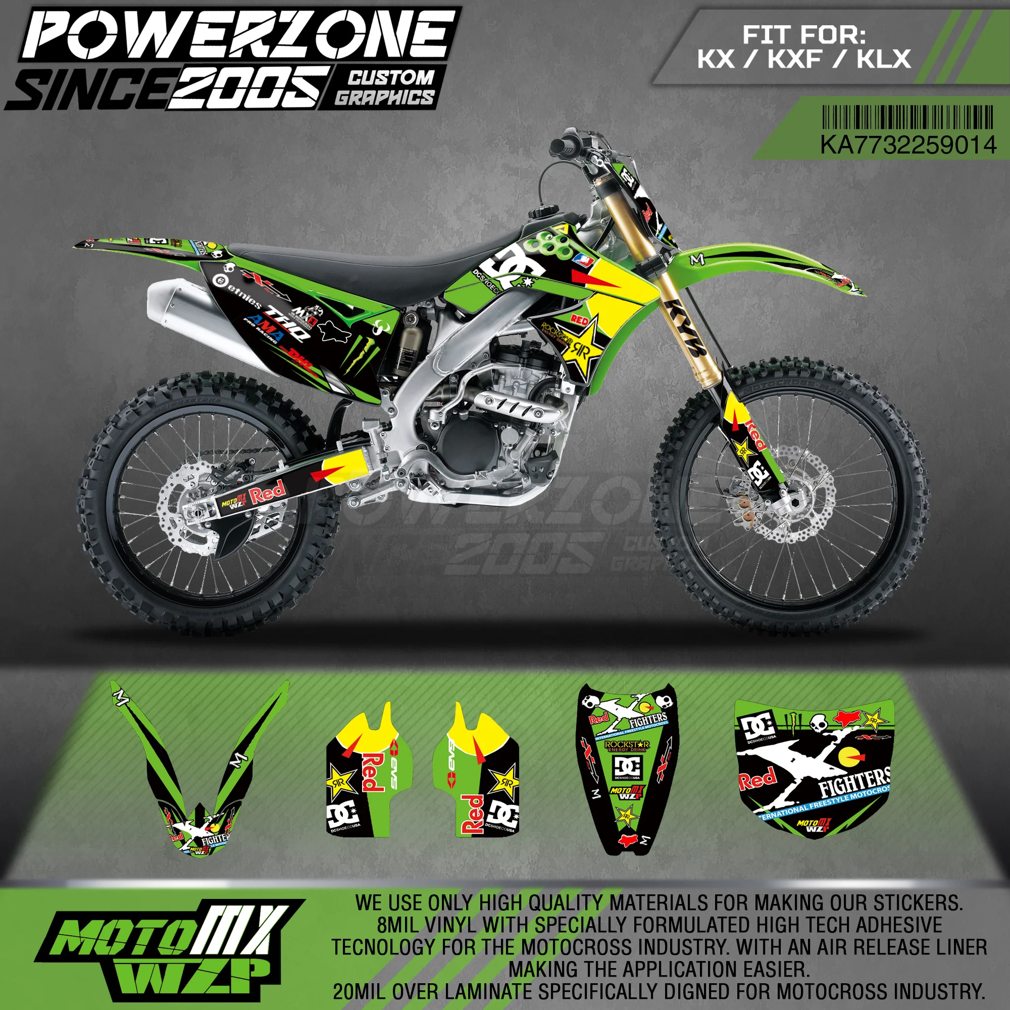 Персонализированные графические наклейки PowerZone Team 3M Набор наклеек для Kawasaki