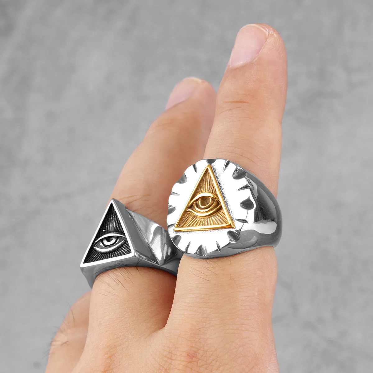Мужские кольца из нержавеющей стали Freemason Illuminati треугольные масонские панк для