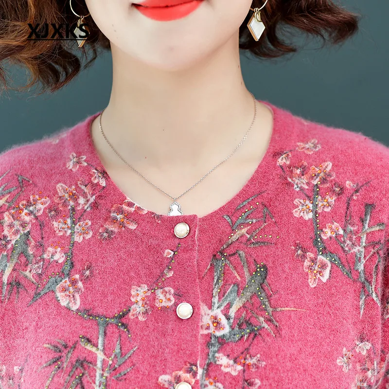 XJXKS высококачественный норковый кашемировый вязаный кардиган Женская куртка