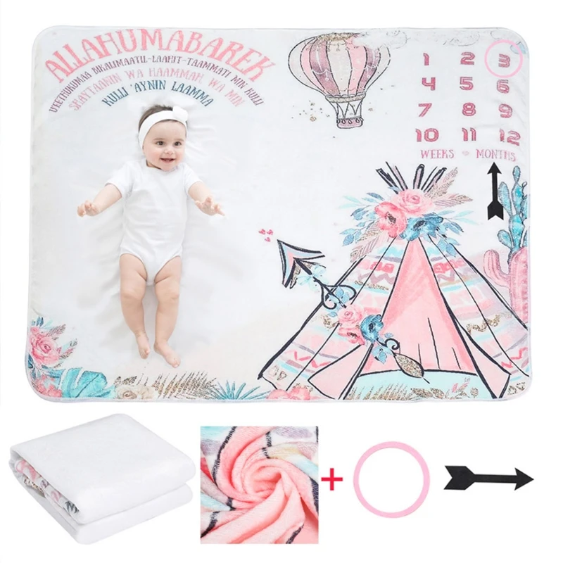

1 Set Baby Monthly Record Growth Milestone Blanket Newborn Photography Props Accessories Creative Cartoon Printing Background Cl
