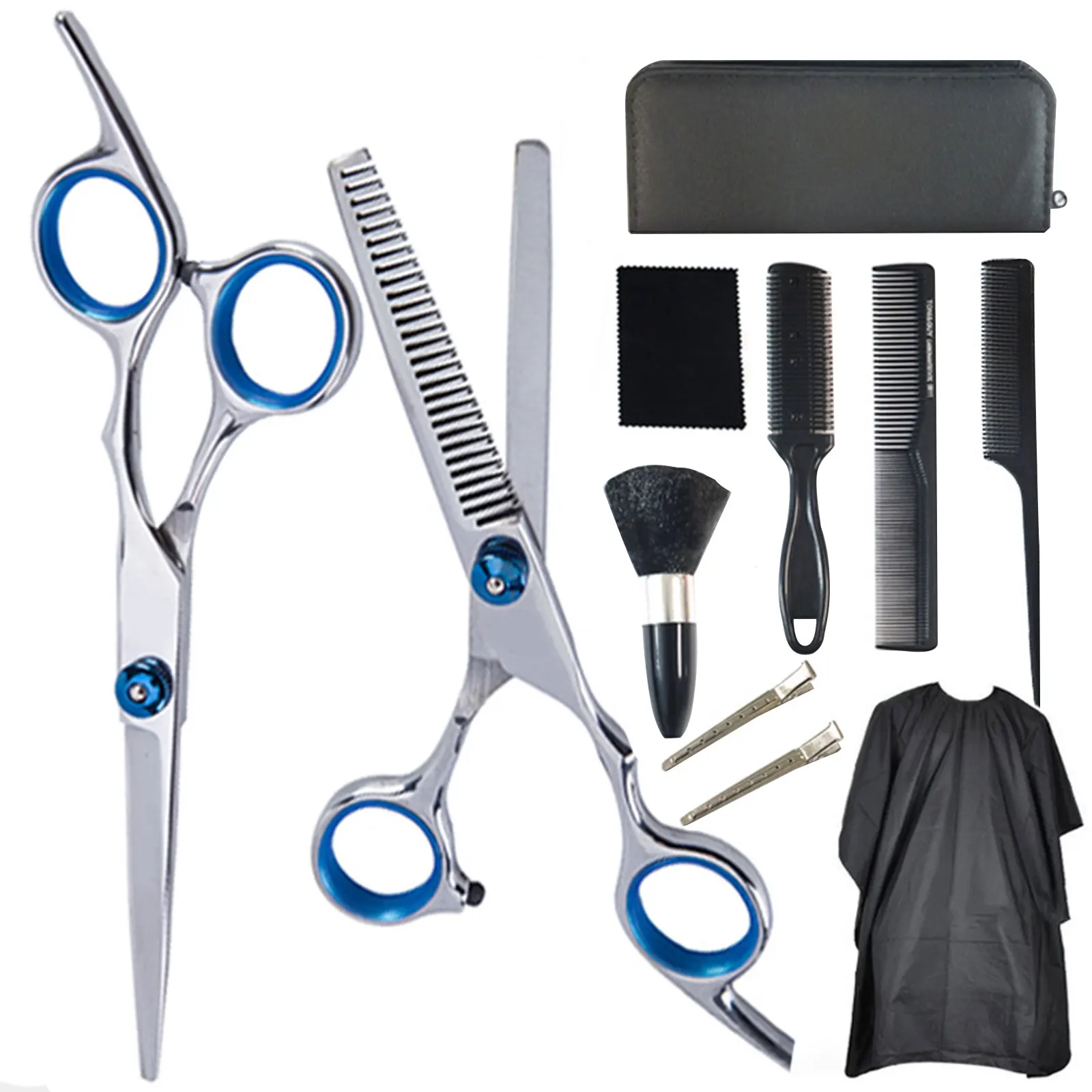 

11 PCS Professional Hairdressing Scissors Kit Hair Cutting Scissors Hair Scissors Tail comb Hair Cape Hair Cutter Comb