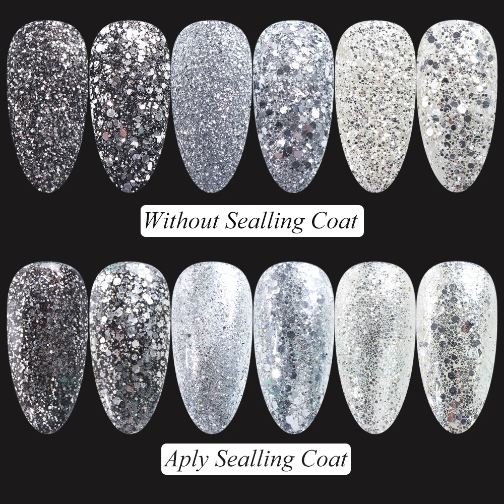 6 коробок Русалка блестки для ногтей нерегулярные чешуйки серебристо серый