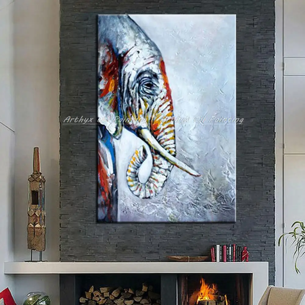 Arthyx Ручная роспись Слон животное масляная живопись на холсте Современные