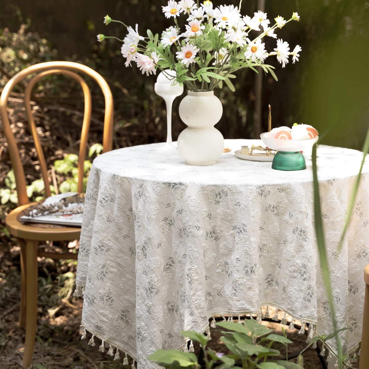 

Pastoral Table Cloth Floral Cotton Linen Cloth Art American Decoration Picnic Cloth