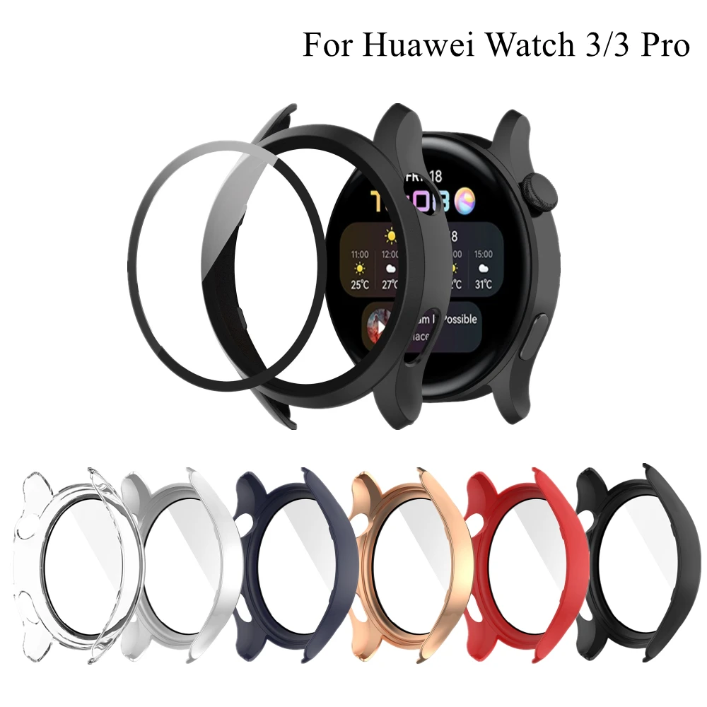 

Tempered Glass Cover PC Protective Case for Huawei Watch 3 Shell Screen Protector Smart Watch Accessories for Huawei Watch 3 Pro