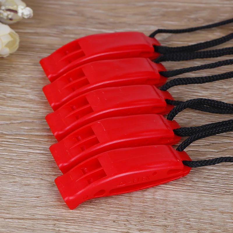 

5pcs Dual band outdoor sports survival whistle lifesaving emergency SOS whistle cheerleader cheer Cheerleading with ropeRings