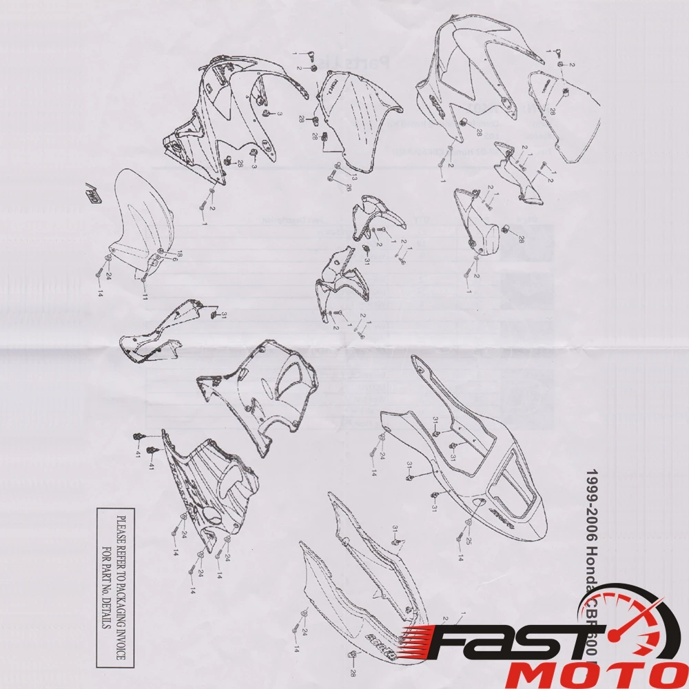 Фурнитура для мотоцикла полный комплект детской гайки 105 шт. Honda CBR600F4i CBR600F4 CBR 600 F4
