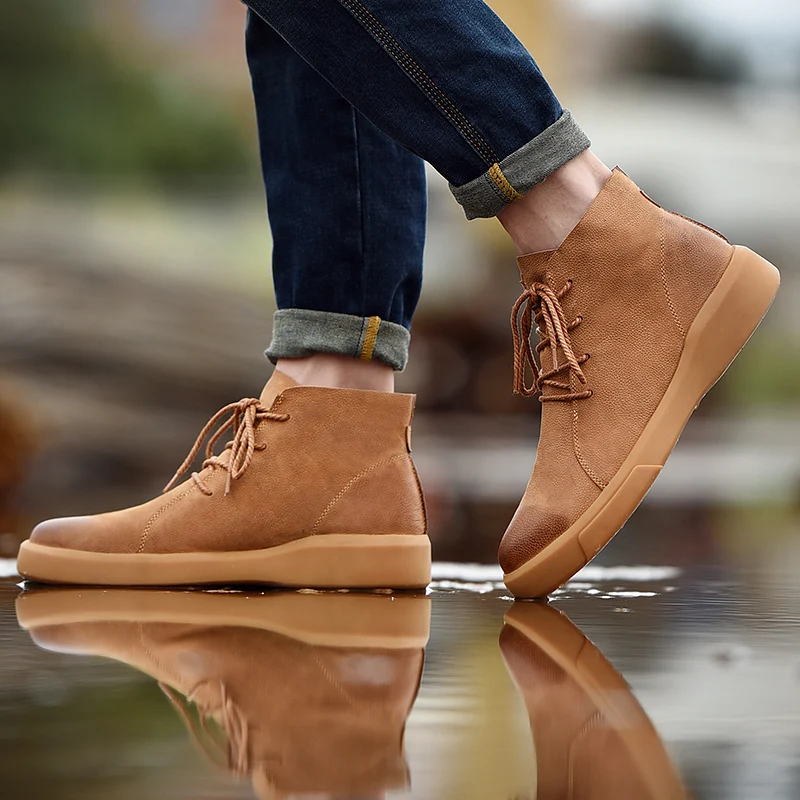 

Rubber Boots Men Mens Cowboy Boots Army Leather Chelsea Men Suede Dress MEN ANKLE BOOTS Winter Men's Shoes Rain Black