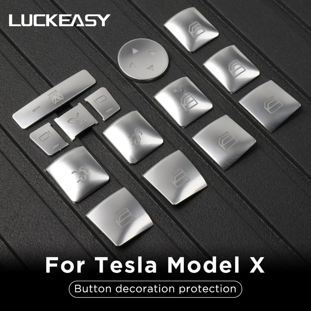 LUCKEASY окна автомобиля кнопки изменение ABS патч для Tesla модель X 2017 2020 с украшением в