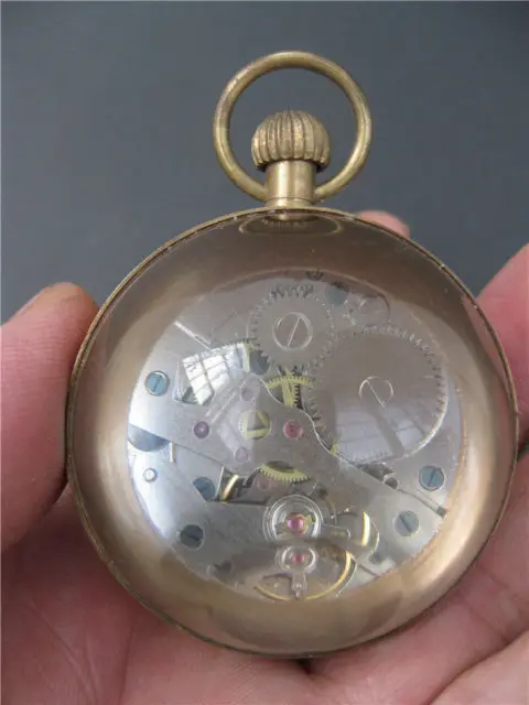 

2 inch / Exquisite Chinese vintage Copper Glass pocket watch Ball clock