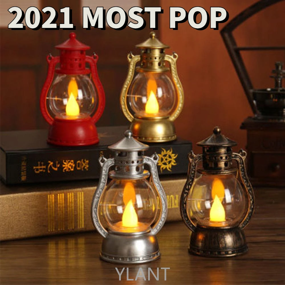 

SWT Lamp Decoration Halloween Led Lantern Portable LED Retro Pony Lantern Creative Flameless Wall Haunted Decor House Light