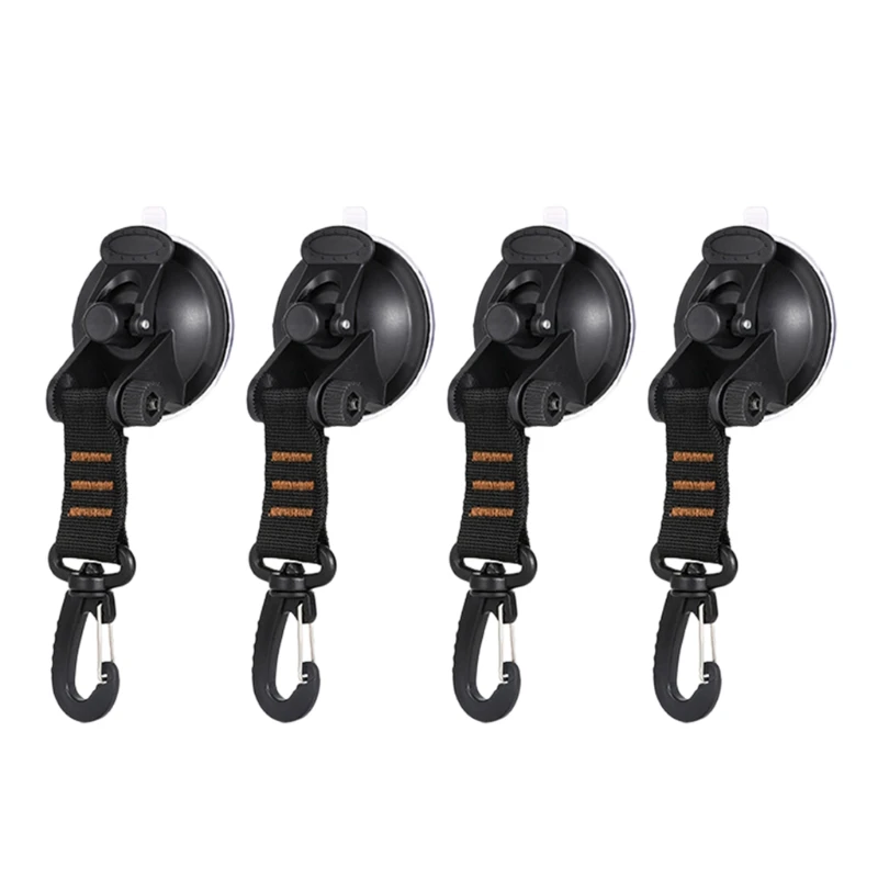 

K1KD 4pcs Suction Cup Hook Outdoor Camping Hiking Suction Cup Anchors Hook Reusable Tie Down Home Securing Hook Portable Hook