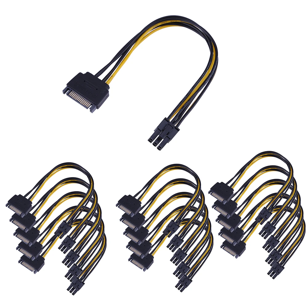 

2021 15-Pin PCI Express 6-Pin Video Card Power Cable 8 inch Supply Adapter Power Extend Cable for Miner Mining Wire