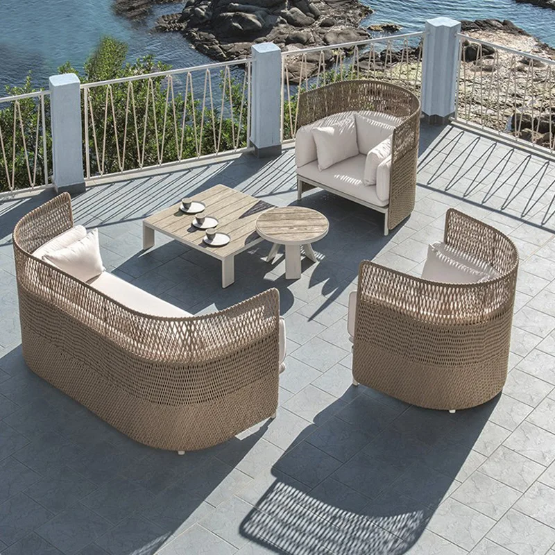 Уличный комбинированный диван из ротанга для балкона двора улицы сада дома досуг