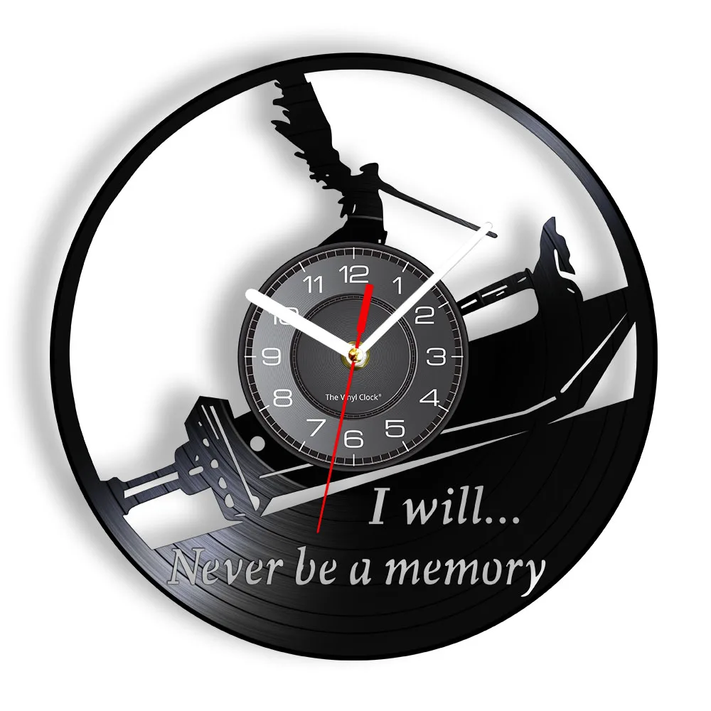 I Will Never Be A Memory Inspirational Quote Vinyl Record Wall Clock Fantasy Role Playing Video Game Themed Clock Wall Watch