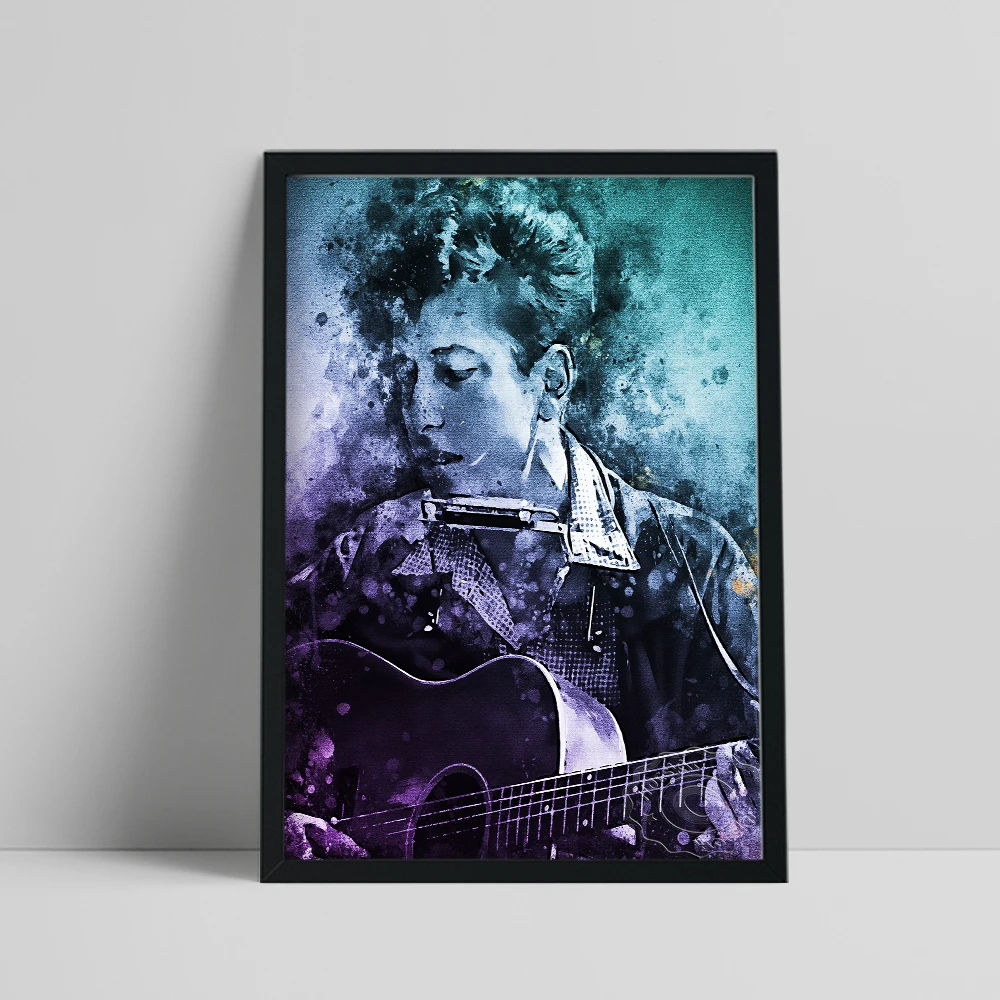 

Bob Dylan Fans Collect Poster, American Singer-Songwriter Portrait Art Print, Colored Drawing Vintage Art Figure Home Wall Decor