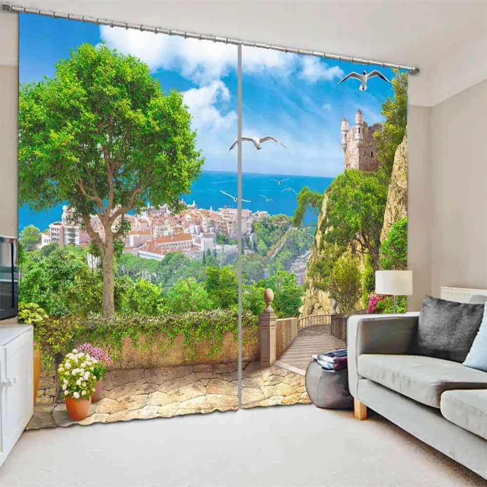 

New Custom Window Curtain Blackout scenery Photo Living Room Curtains kitchen textile Drapes For Window