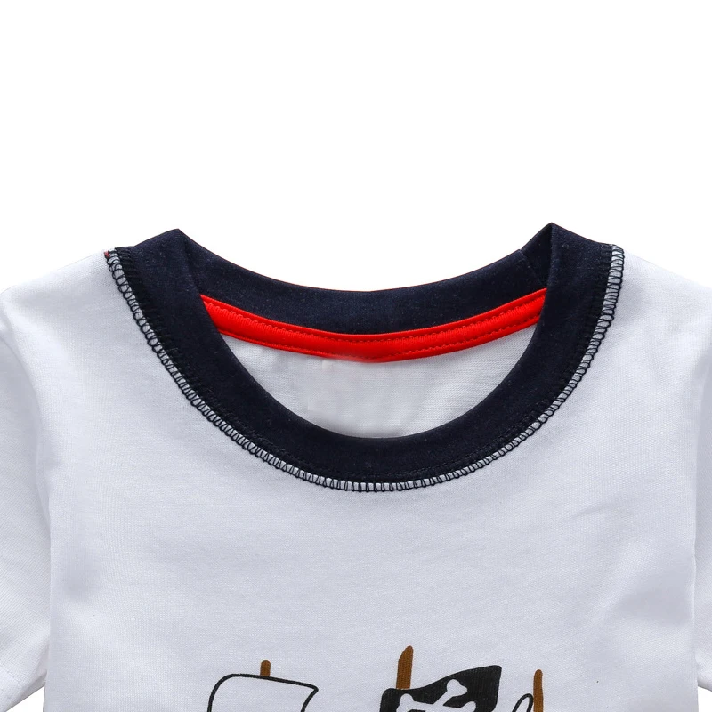 Детская футболка с принтом пиратского корабля полосатая Повседневная коротким