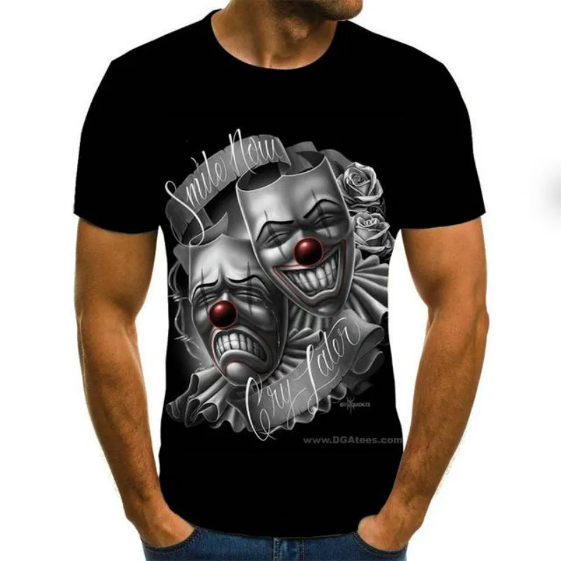 

Summer new style 3D men's casual printing, 2021 personality trend short sleeve, fashion