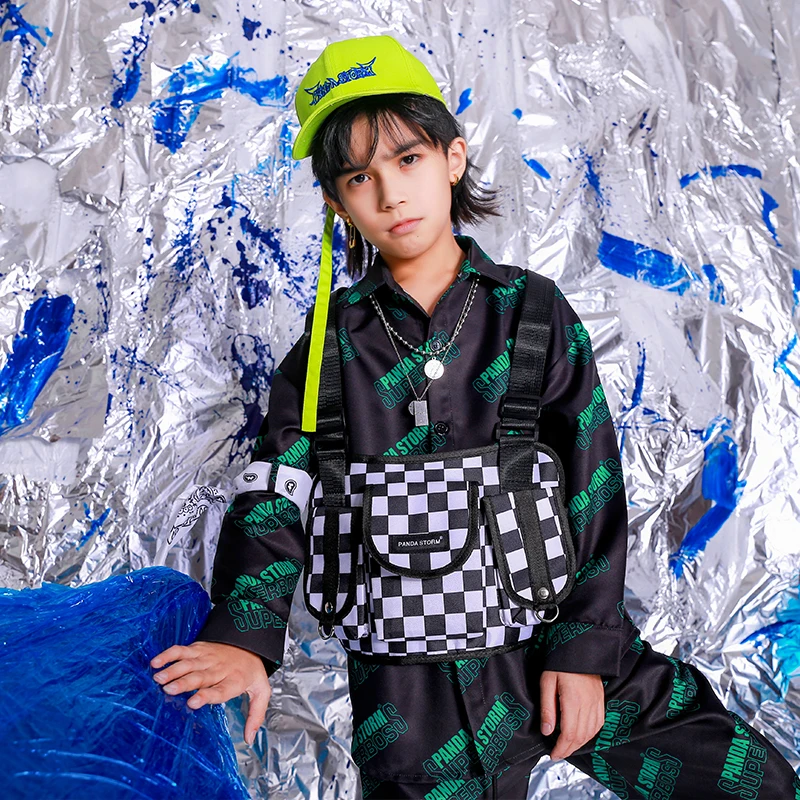 Children Hip Hop Clothes Moletom Feminino Tumblr Long Sleeve Shirt Set Loose Street Fashion Clothing Girl Boy Stage Costume 3620 |